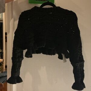 Zara Black Cropped Knit Top